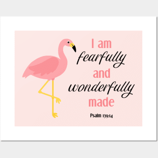 Pink Flamingo _ Psalm 139:14 Posters and Art